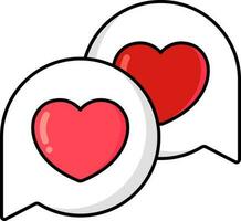 Flat Heart In Speech Bubble Red And White Icon. vector