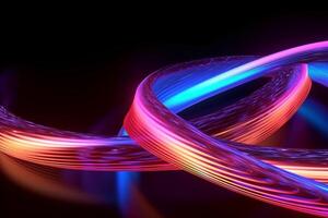 hyper loop or warp technology concepts with flow of Digital stream in line multicolor neon. photo