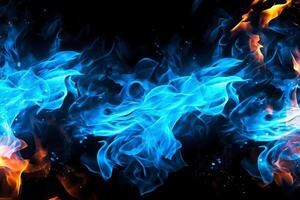 dibujado neón color azul, ardiente fuego antecedentes material resumen mano. ai generativo foto