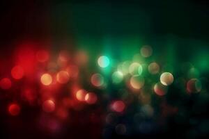 A blurred green light, white light, red light abstract background with bokeh glow, Illustration. photo