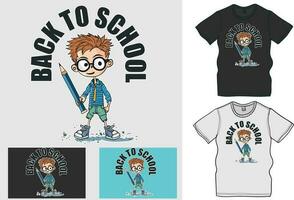 Back to school character graphic, character reading book, A character take pen, pencil, vector