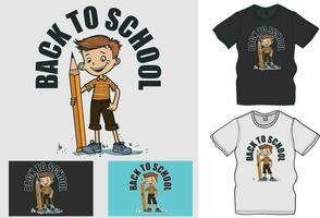 Back to school character graphic, character reading book, A character take pen, pencil, vector