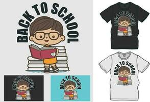 Back to school character graphic, character reading book, A character take pen, pencil, vector