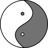 Grey And White Illustration Of Yin Yang Icon. vector