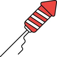 Burning Firecracker Rocket Yellow And Red Icon. vector