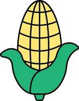 Flat Illustration Of Corn Yellow And Green Icon. vector