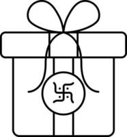 Isolated Gift Box With Swastika Icon Or Symbol In Line Art. vector