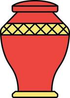 Rhombus Design Pot Yellow And Red Icon In Flat Style. vector
