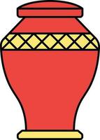 Rhombus Design Pot Yellow And Red Icon In Flat Style. vector