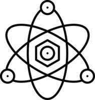 Atom Struture Icon In Black Outline. vector