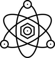 Atom Struture Icon In Black Outline. vector