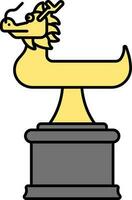 Dragon Boat Trophy Flat Icon In Yellow And Grey Color. vector