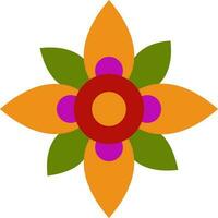 Isolated Colorful Flower Shape Rangoli Icon In Flat Style. vector