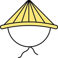 Isolated Conical Hat Icon In Yellow Color. vector