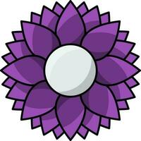 aislado púrpura color flor forma rangoli icono en plano estilo. vector