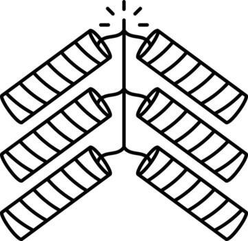 Firecracker String Bomb Icon In Line Art. vector