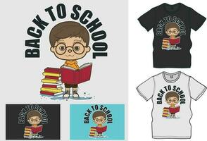 Back to school character graphic, character reading book, A character take pen, pencil, vector