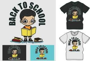 Back to school character graphic, character reading book, A character take pen, pencil, vector