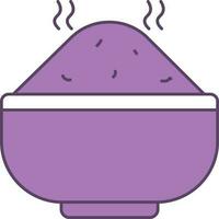 Rice Bowl Icon In Purple And White Color. vector