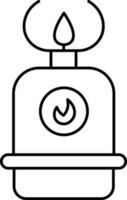 Camping Stove Icon In Black Line Art. vector