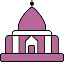 Pagoda Icon In Purple And White Color. vector