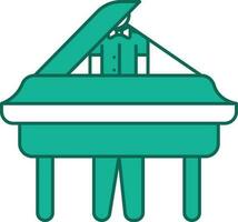 Pianist Playing Piano Icon In Flat Style. vector