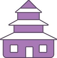 Pagoda Icon In Purple And White Color. vector