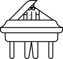 pianista jugando piano icono en plano estilo. vector