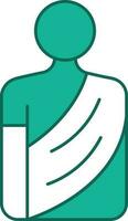 Monk Icon In Green And White Color. vector