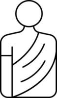 Monk Icon In Black Line Art. vector