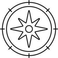 Compass Icon In Black Outline. vector