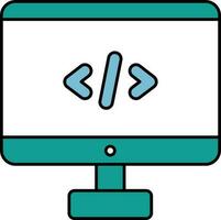 Web Programming Icon in Teal and White Color. vector