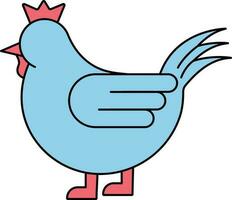 Hen Or Chicken Icon In Blue And Red Color. vector