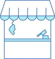 Carnicero tienda icono en azul y blanco color. vector