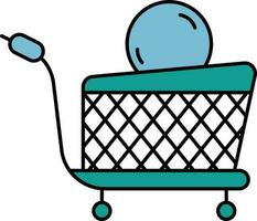 Shopping Cart with Coin Icon in Teal Color. vector