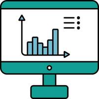 Vector Illustration of Bar Graph Chart in Desktop Screen.