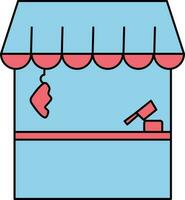 Carnicero tienda icono en azul y rojo color. vector