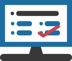 Flat Style Checklist in Desktop Screen Icon. vector