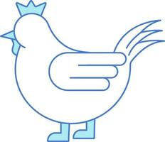 Hen Or Chicken Icon In Blue And White Color. vector