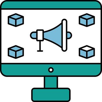 Online Publishing from Computer Icon in Flat Style. vector