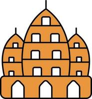 Angkor Wat Icon In Orange And White Color. vector