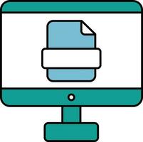 Teal and White File Extension in Desktop Screen. vector