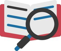 Flat Style Magnifying Glass with Open Book Colorful Icon. vector