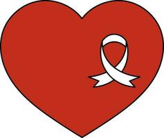 Awareness Ribbon On Heart Icon In Red And White Color. vector