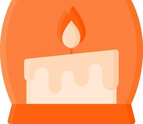 Orange Candle In Glass Icon Or Symbol.