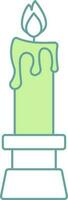 Illustration Of Lit Candle Icon In Green And White Color. vector