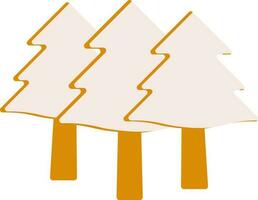 Pale Pink And Yellow Xmas Tree Forest Icon Or Symbol. vector