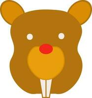 Beaver Cartoon Face Flat Icon Or Symbol. vector