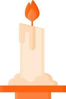 Burning Candle On Plate Icon In Orange Color. vector