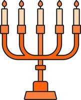 candelabro icono o símbolo en naranja color. vector
